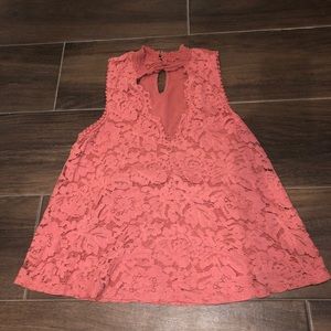 Altar’d State Pink Lace V-Neck Tank Top